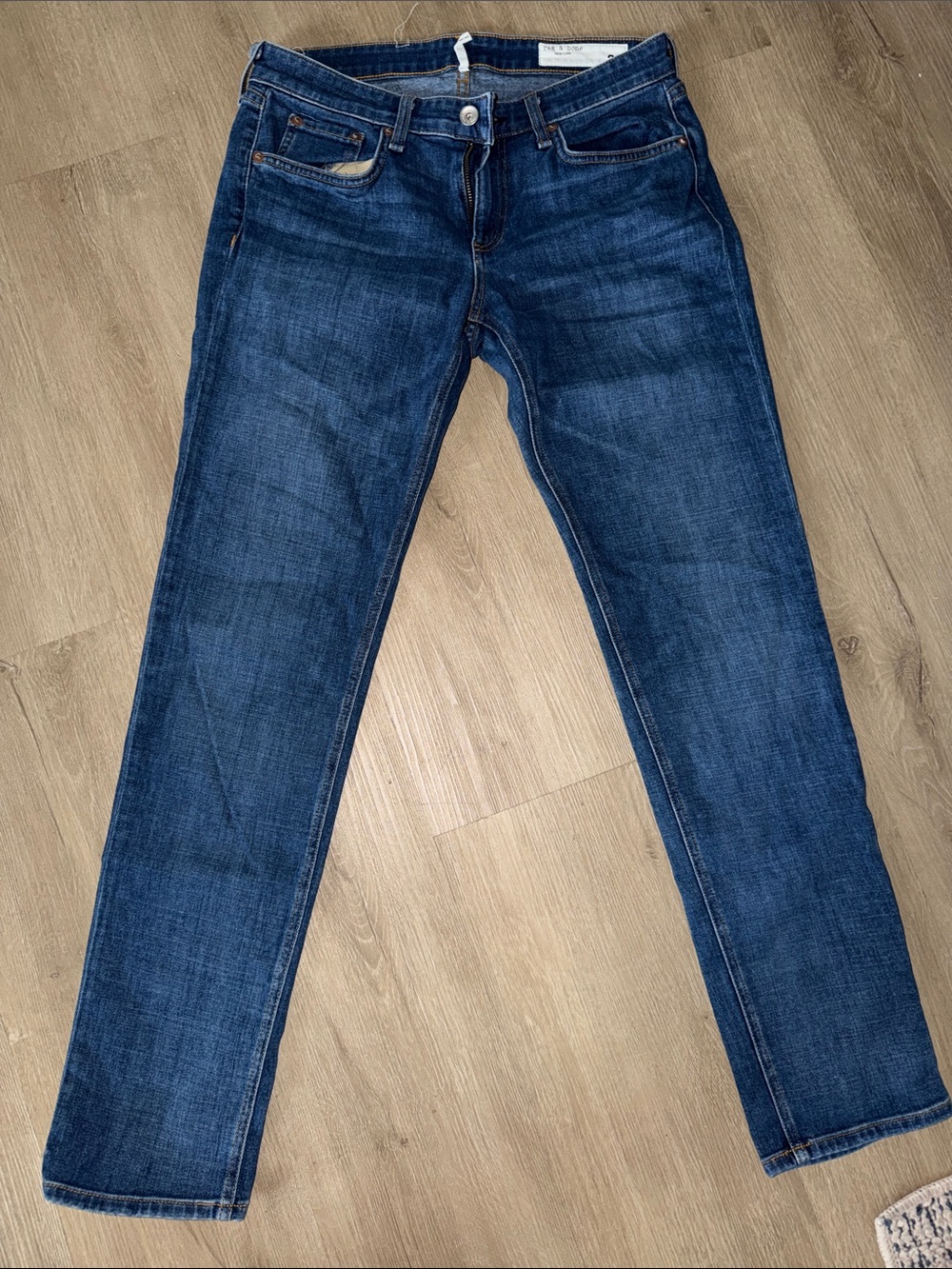 Ag Adriano Goldschmied Indigo Blue Denim Jeans with Contrast Stitching